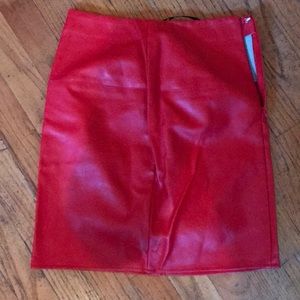 Red pleather skirt